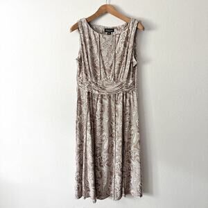 Perceptions NY Sleeveless Paisley Ruched Waist Midi Dress women's size XL